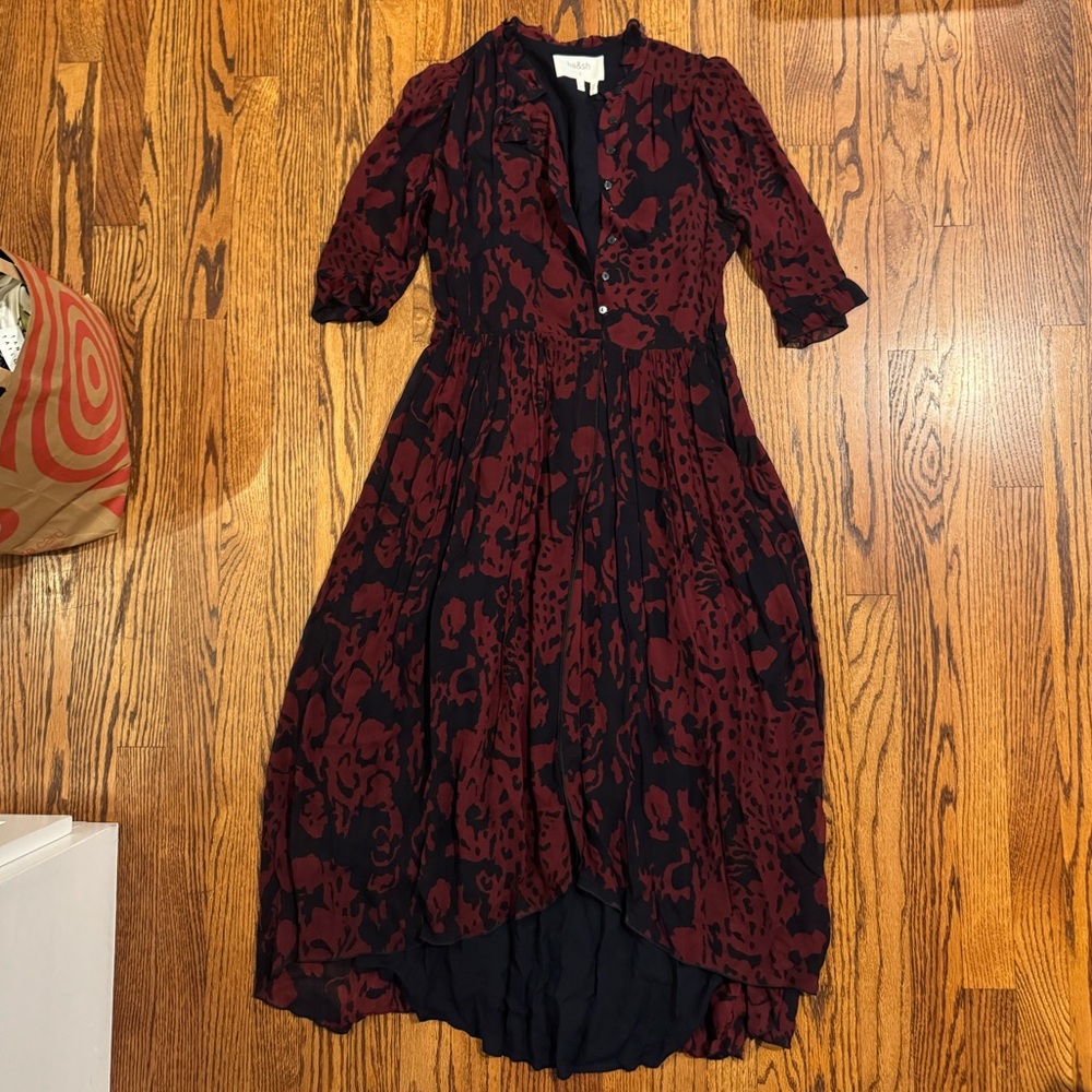 ba&sh viscose burgundy and navy size 1 maxi dress